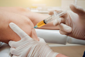 Needle injection into knee